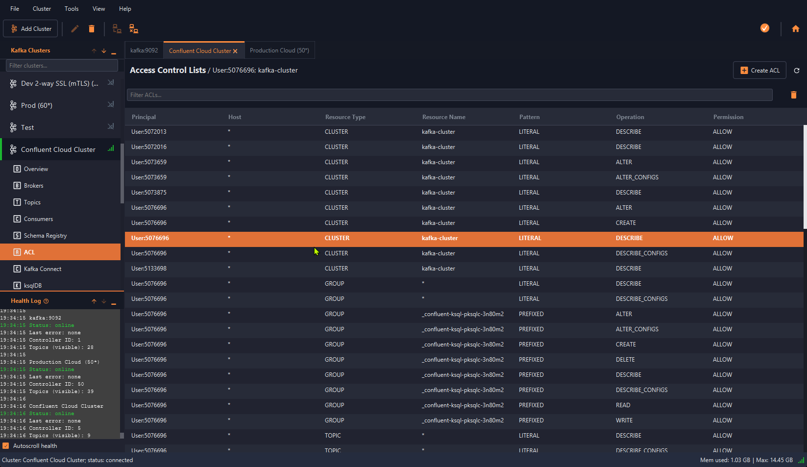 KafkIO Manage ACLs Screenshot